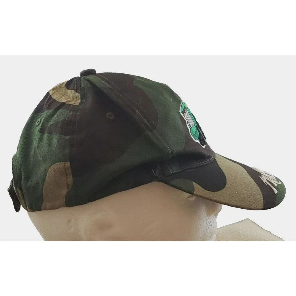 Boys Ocean Blue Adjustable Baseball Cap with Camo Background, Tractor Theme